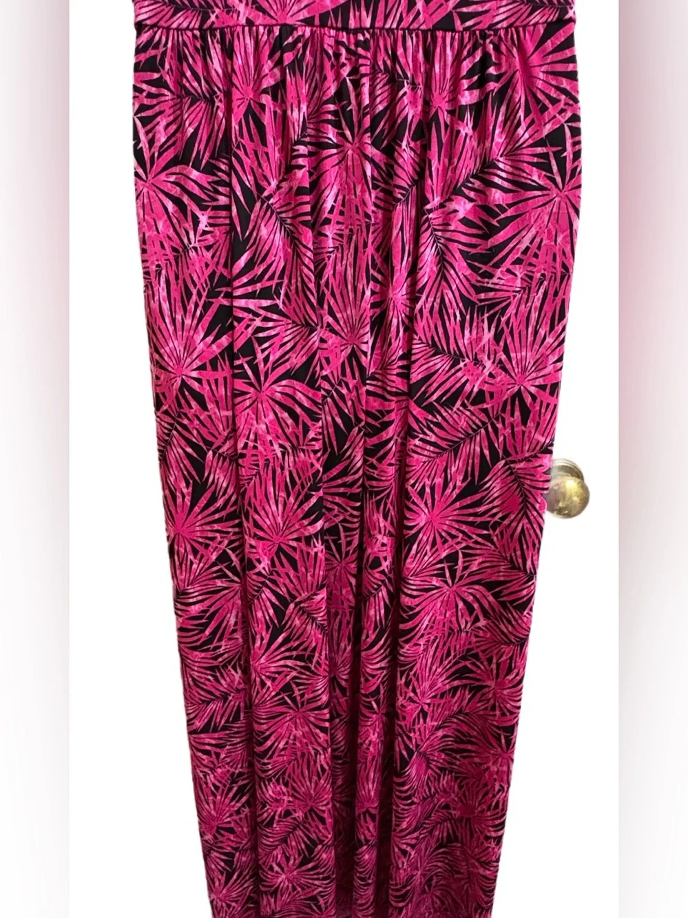 Michael Kors Sleeveless Pink Palm-Print Maxi Dress